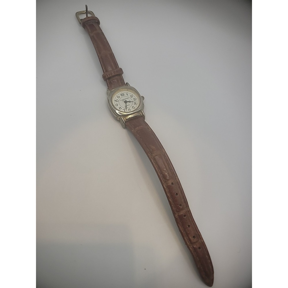 Vintage Claremont Wristwatch Watch Womens Brown Band Analog Jewelry